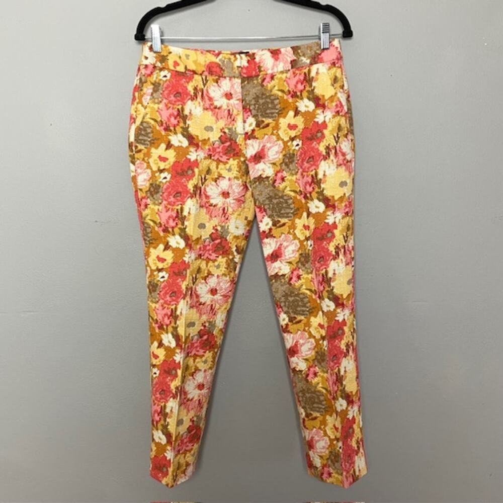 Talbots Floral Ankle Pants Petite 6P Textured Stretch Spring Cottagecore